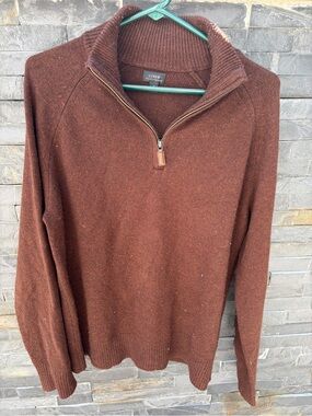 J. Crew Men's Cashmere Chocolate Brown Quarter-Zip Sweater